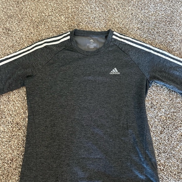 Adidas Men's Charcoal Sweatshirt with White Stripes - Picture 2 of 4